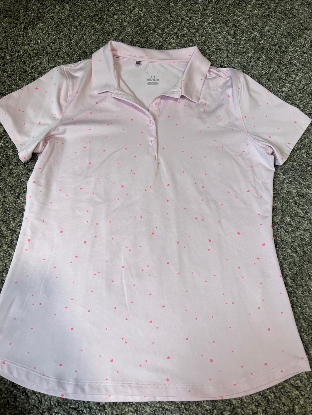 Under Armour Light Pink Polo Shirt with Pink Dot Print